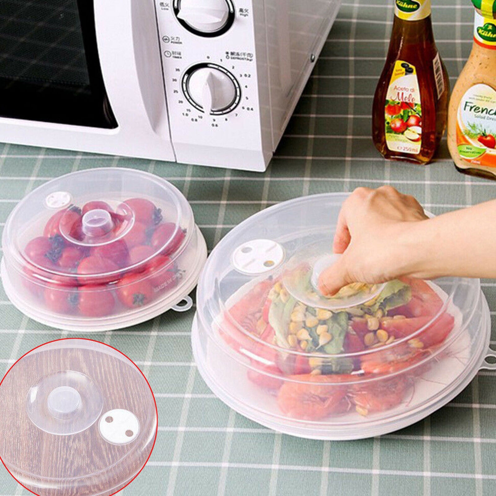 Microwave Covers Ventilated Food Plate Vented Splatter Guard Cover Transparent