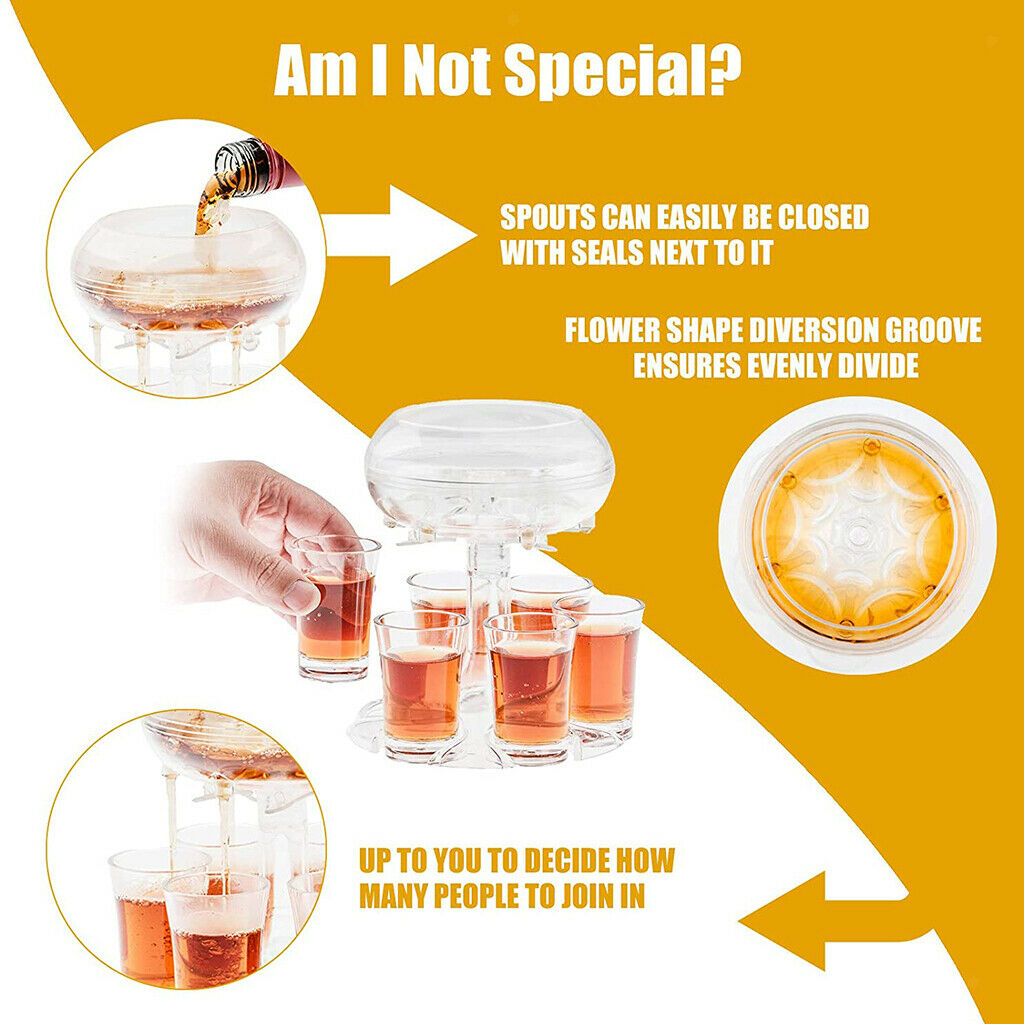 6 Shot Glass Dispenser Holder Drinking Liquor Set Shot Glass