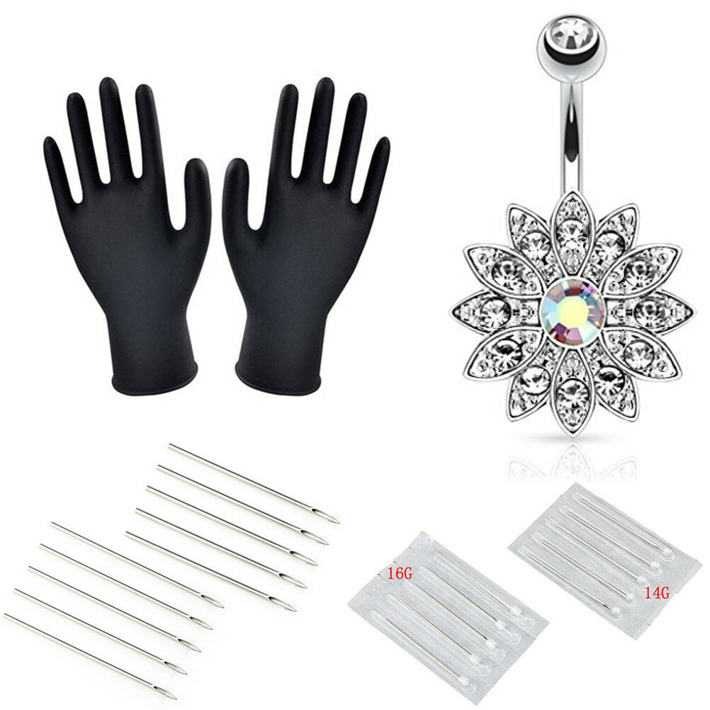 41PCS Professional Body Piercing Tool Kit Ear Nose Navel Nipple Needles Set DF