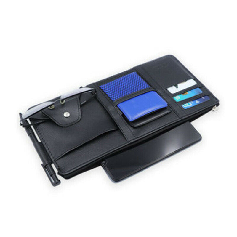 Leather Car Sun Visor Organizer Auto Interior Pocket Sunglass Card Holder Clip