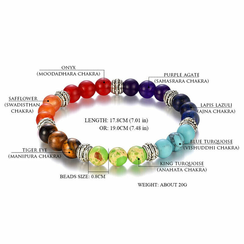 New Fashion Colorful Stone Beads Chakra Bracelet for Women Men Yoga Jewel.l8