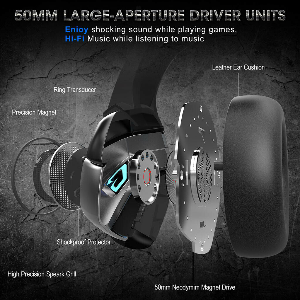 3.5mm Stereo Game Headphone Headset Earpiece with Mic for Desktop MP3 Blue