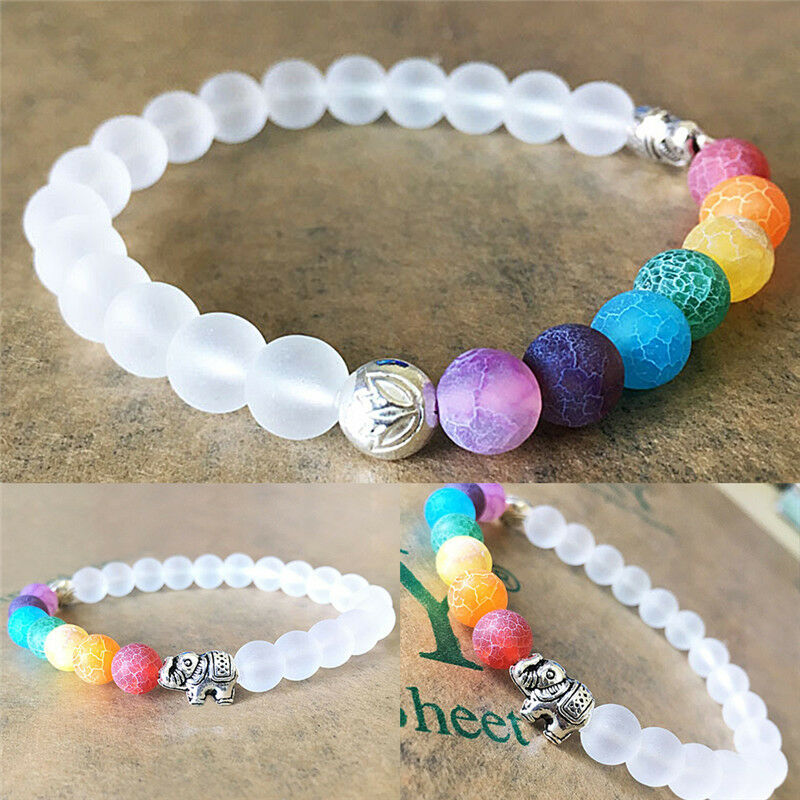 7  Elephant Charm Beaded Bracelet Mala Beads Yoga Energy Bracelet JewelYX.l8