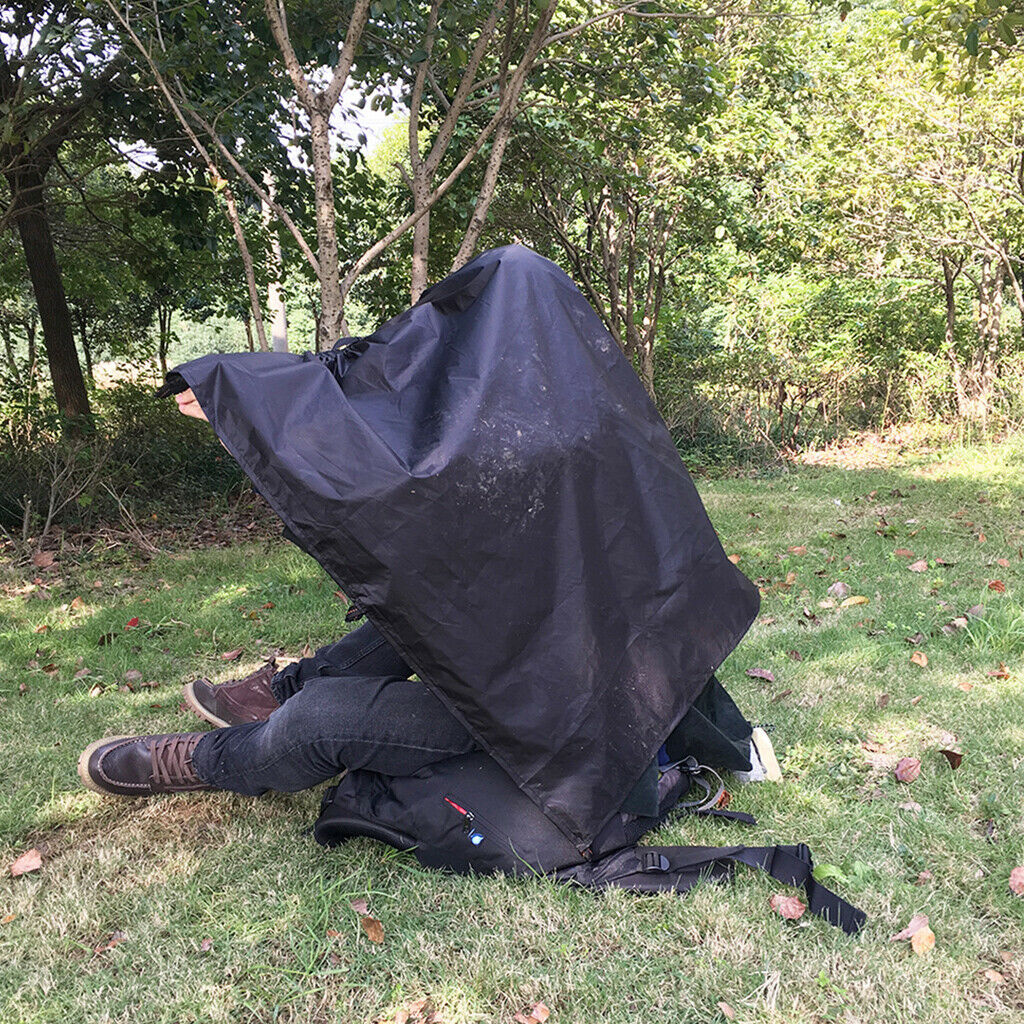 Multifunction Rain Poncho Outdoor Camping Hiking Climbing Waterproof Apron Black