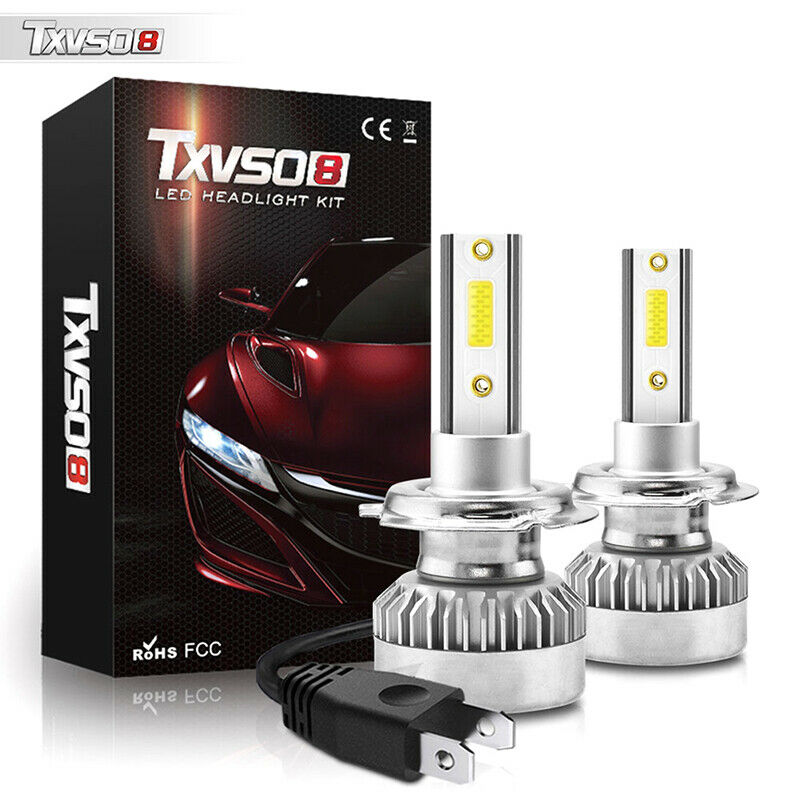 1Pair TXVSO8 H7 COB LED Headlight Bulbs 110W 20000LM High Low Beam White Lil Fx