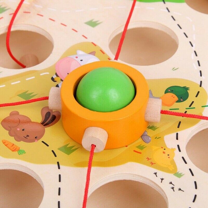 Kids Maze Pull Ball Table Game Wooden Toys Toddlers Early Education Learning TO1