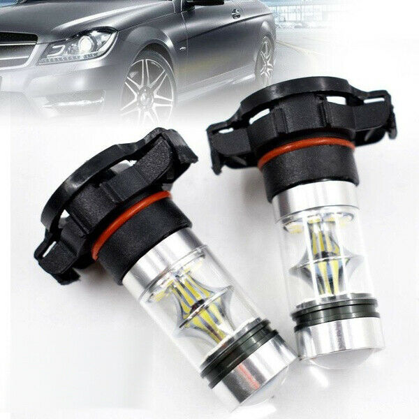 2x 5202 H16 PS24w High Power 100w 6000k Super White Led Fog Drl Lights Bulb T2C2