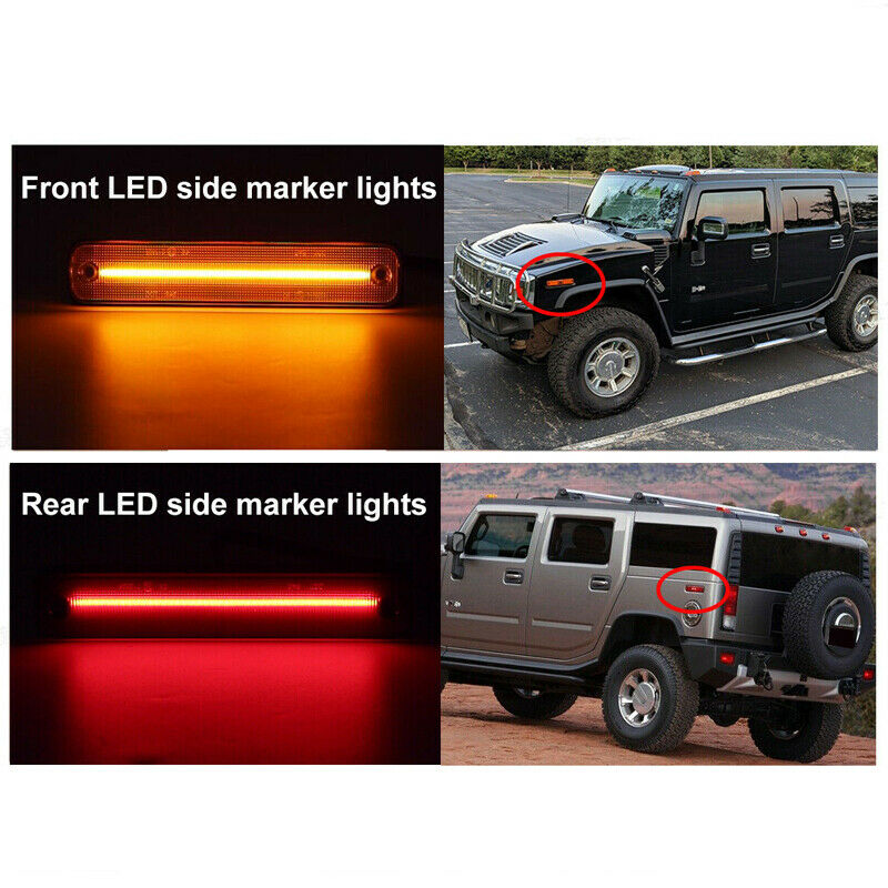 4pcs Smoke Lens LED F+R Side Marker Light fit for Hummer H2 03-09 25952319