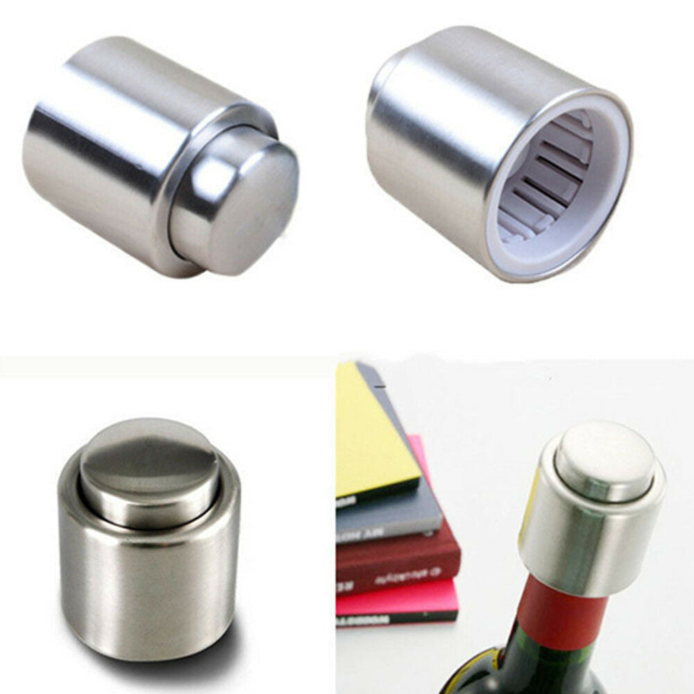1pc Wine Bottle Stopper Plug Bottle Cap Pump Sealer Handy Stainless Steel Vacuum