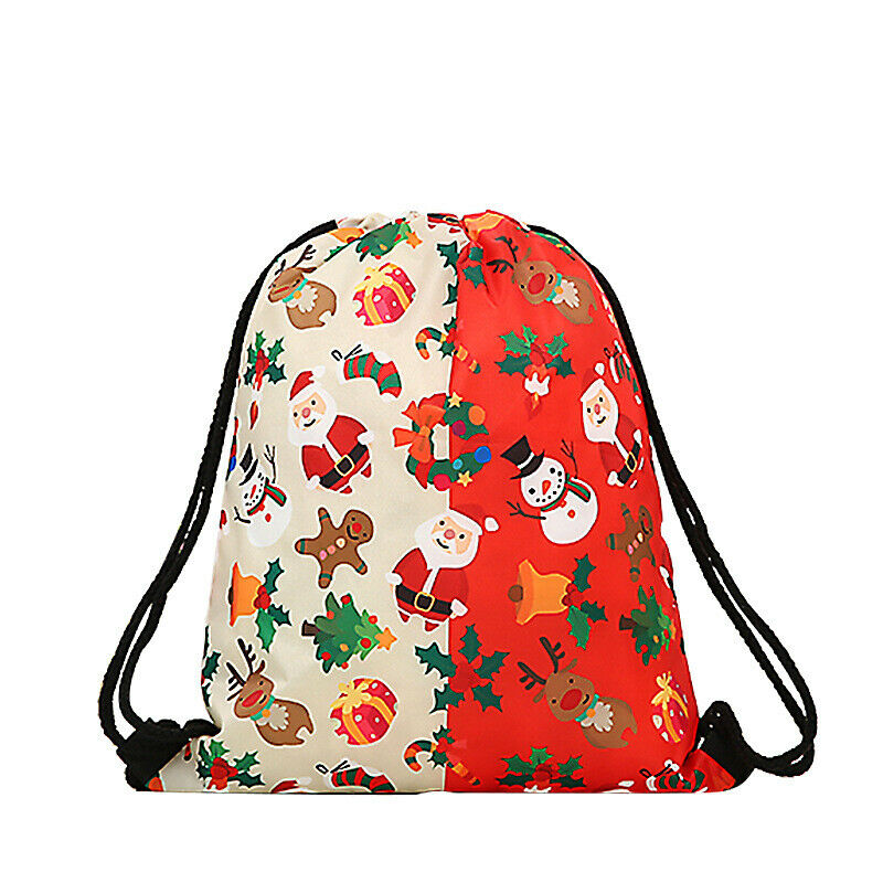 5PCS Drawstring Bag Christmas Gift Bags Santa Sack Backpack Favors Candy Gift