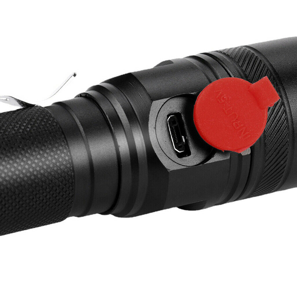 Small 500LM Zoom LED Flashlight USB Rechargeable 18650 Torch Light 3 Modes