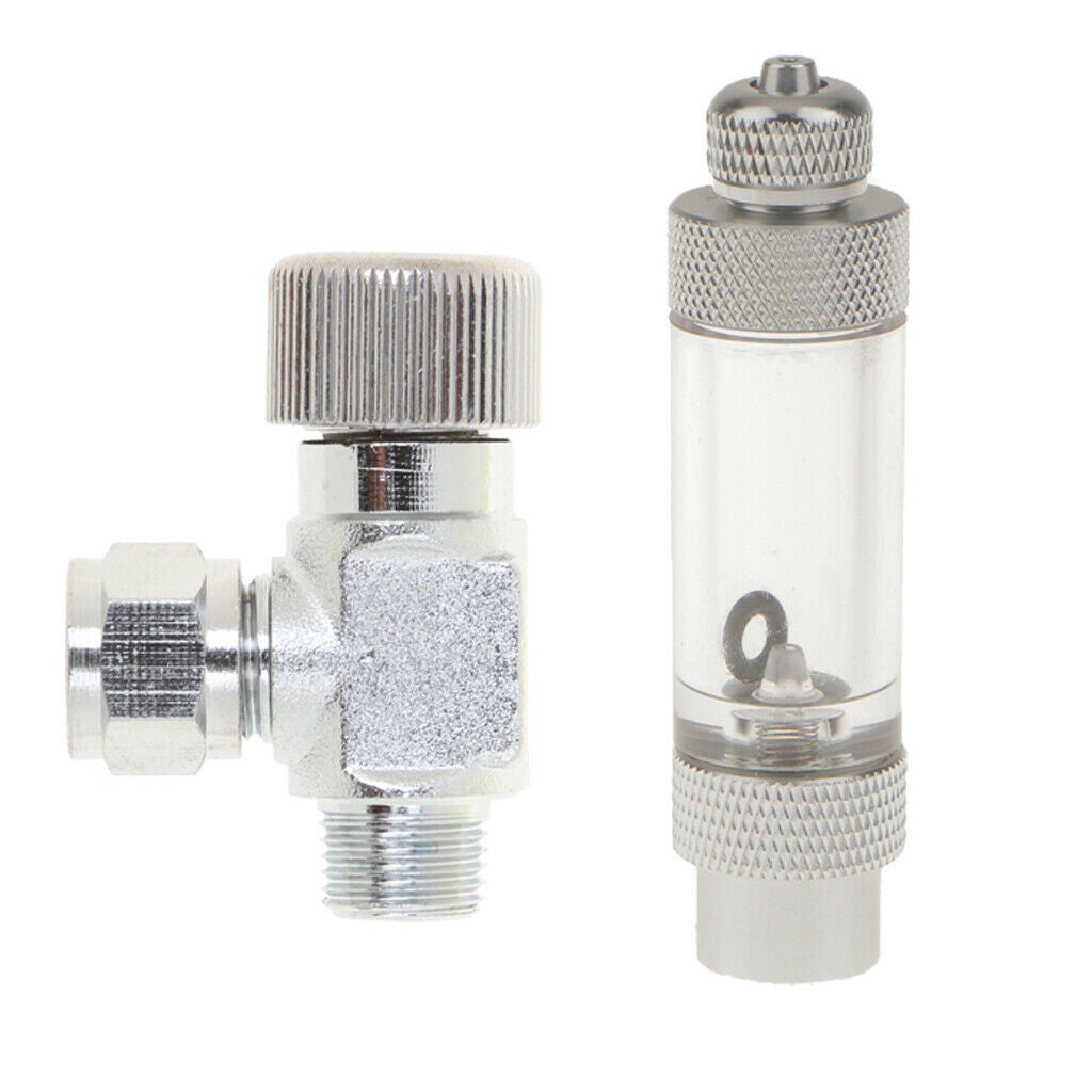 Set of 2, Aquarium Plants Aluminum Precise Check Valve Regulator CO2 Bubble