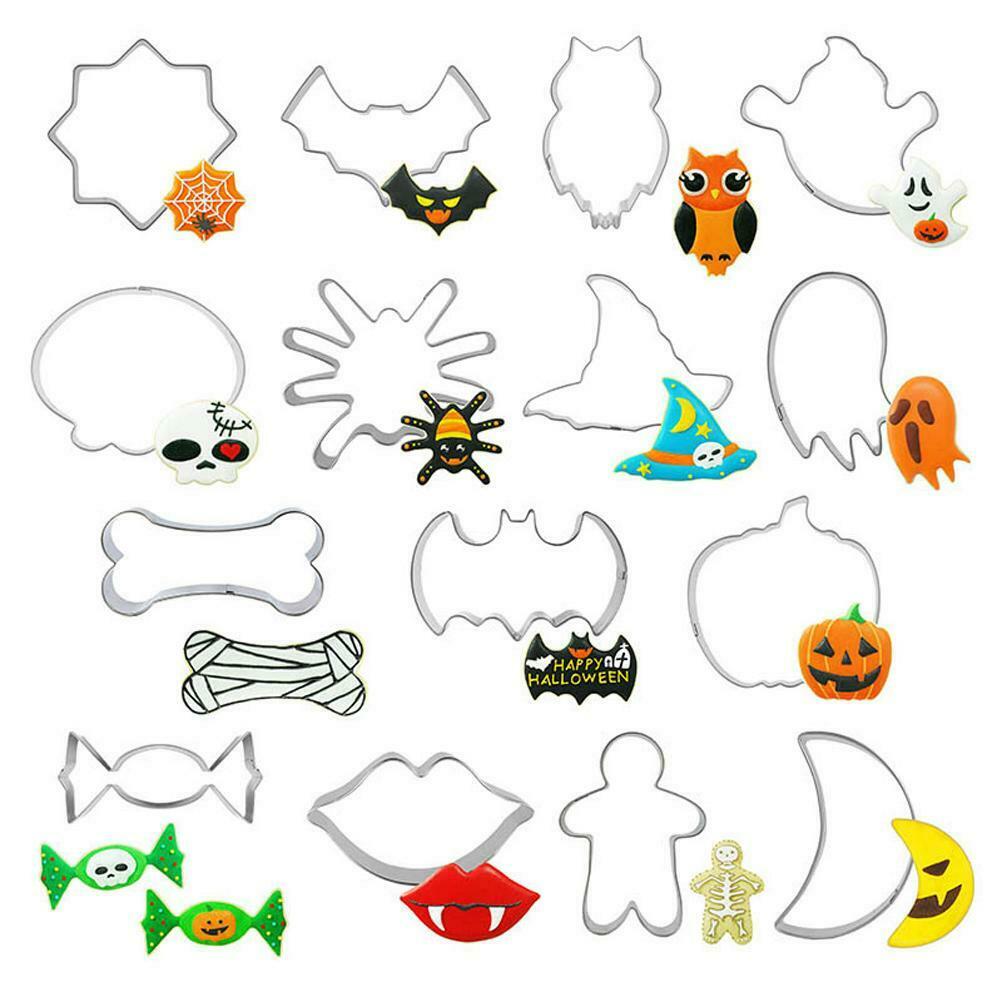 15Pcs Halloween Cookie Cutters Stainless Steel Cookie Mold Set Baking Tools