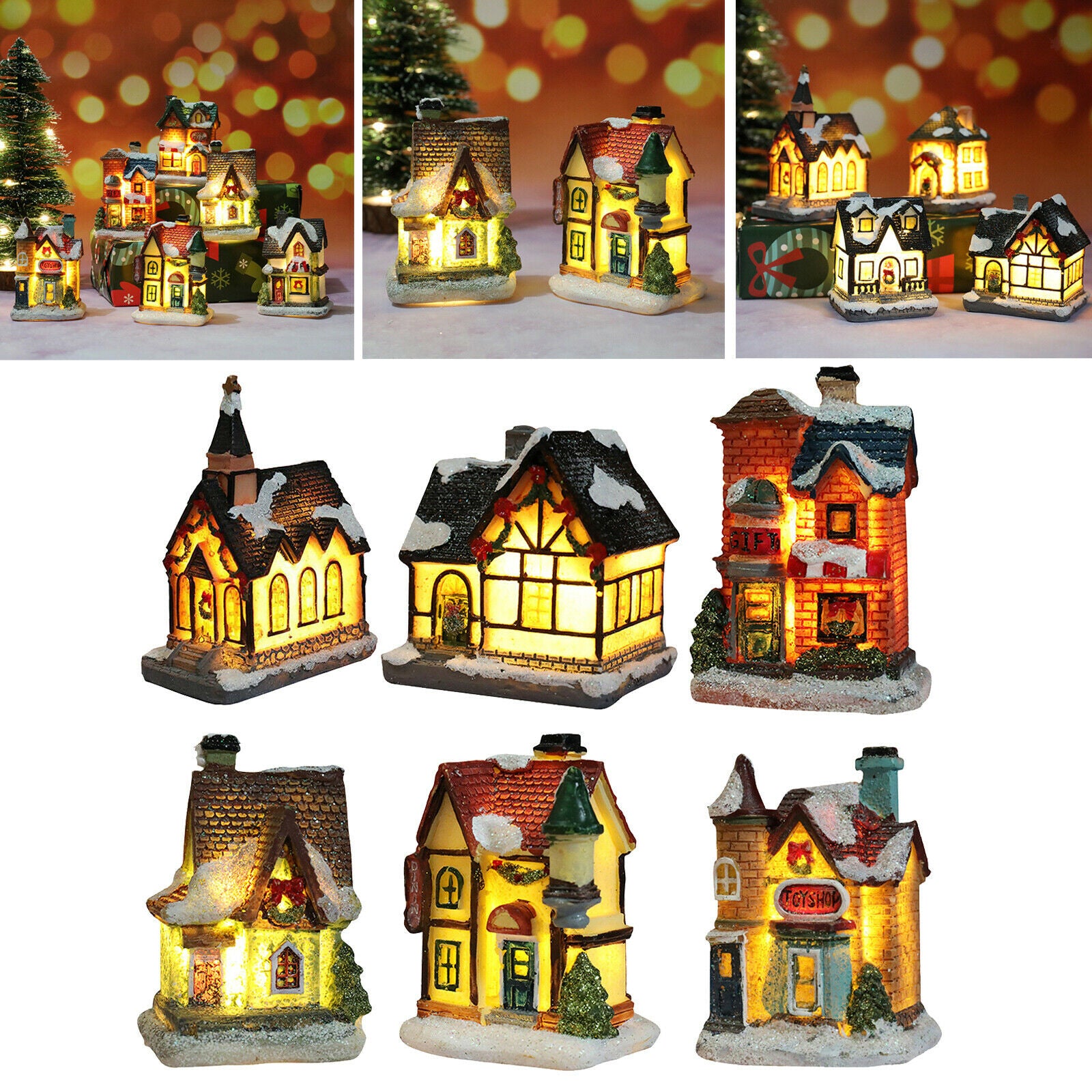 Christmas Church Village Lit House LED Lighted Mini House Christmas Collectible