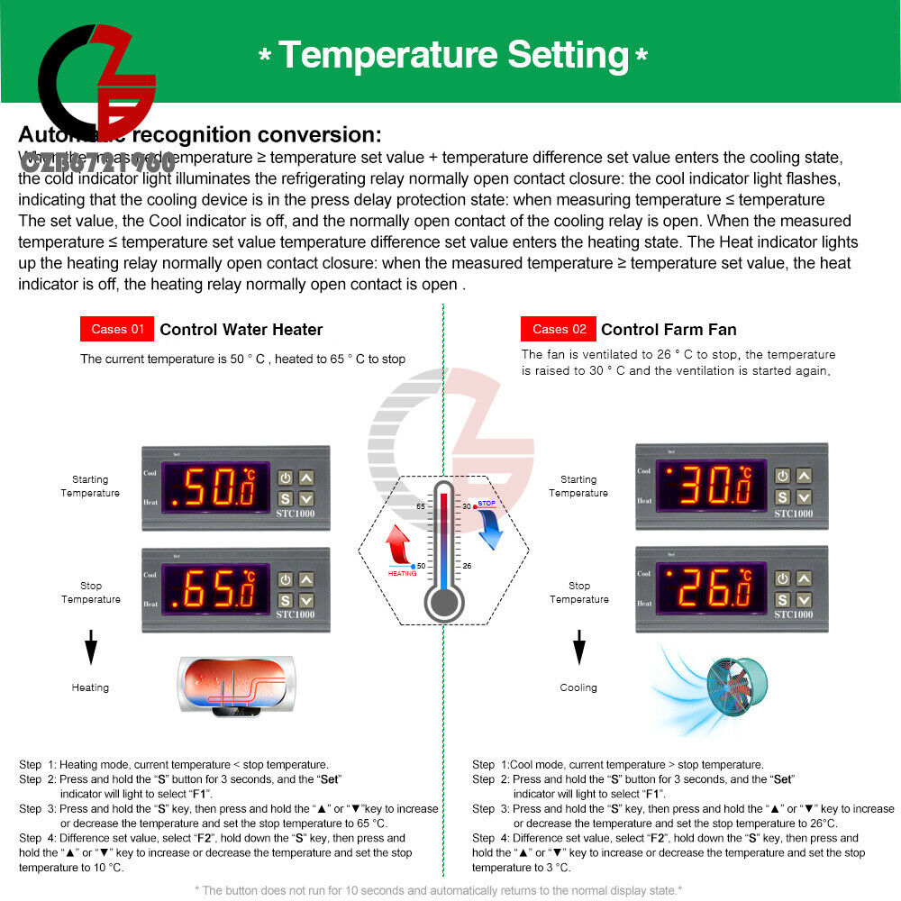 AC/DC 24V All-Purpose STC-1000 Digital Temperature Control Sensor Controller
