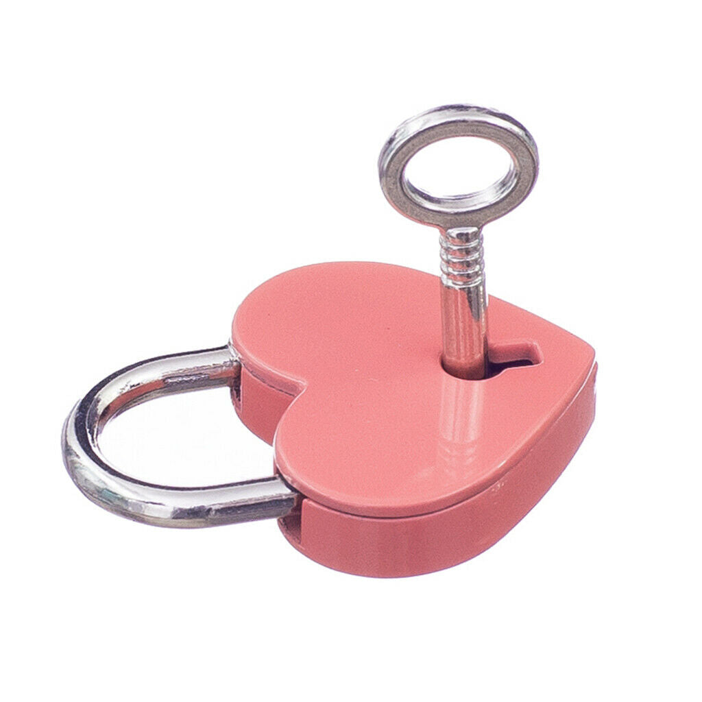 Mini Heart Shape Lock Key Set for Jewelry Box Luggage Collectibles Gift Pink