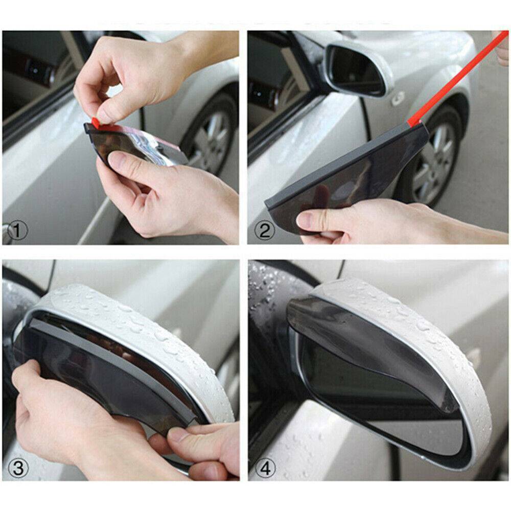 2Pcs Side Rear Mirror Visor Car Accessories Rain Snow Guard Black Eyebrow Set ~