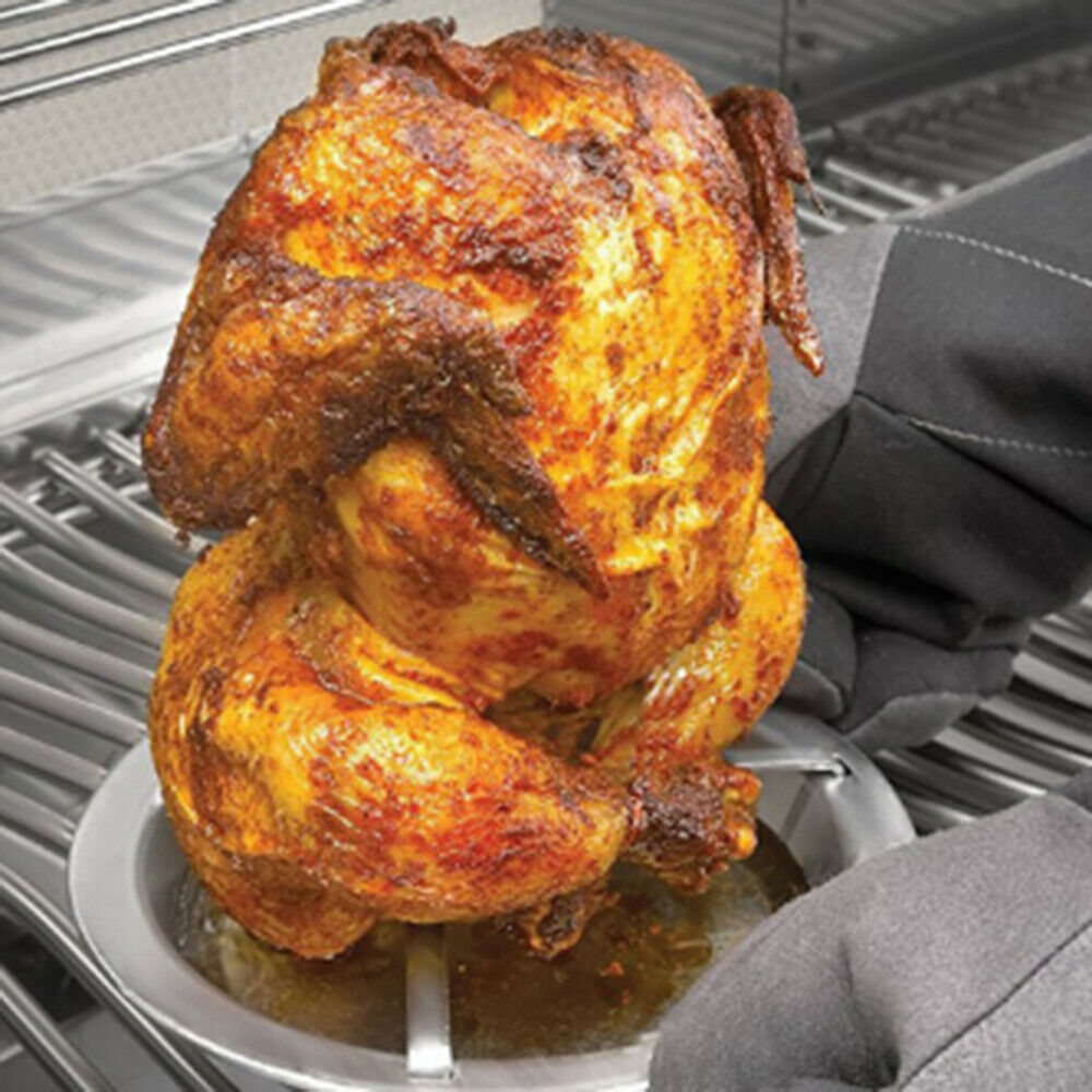 Stainless Steel Upright Roast Chicken Holder BBQ Rack Stand Grilled Pan Shelf