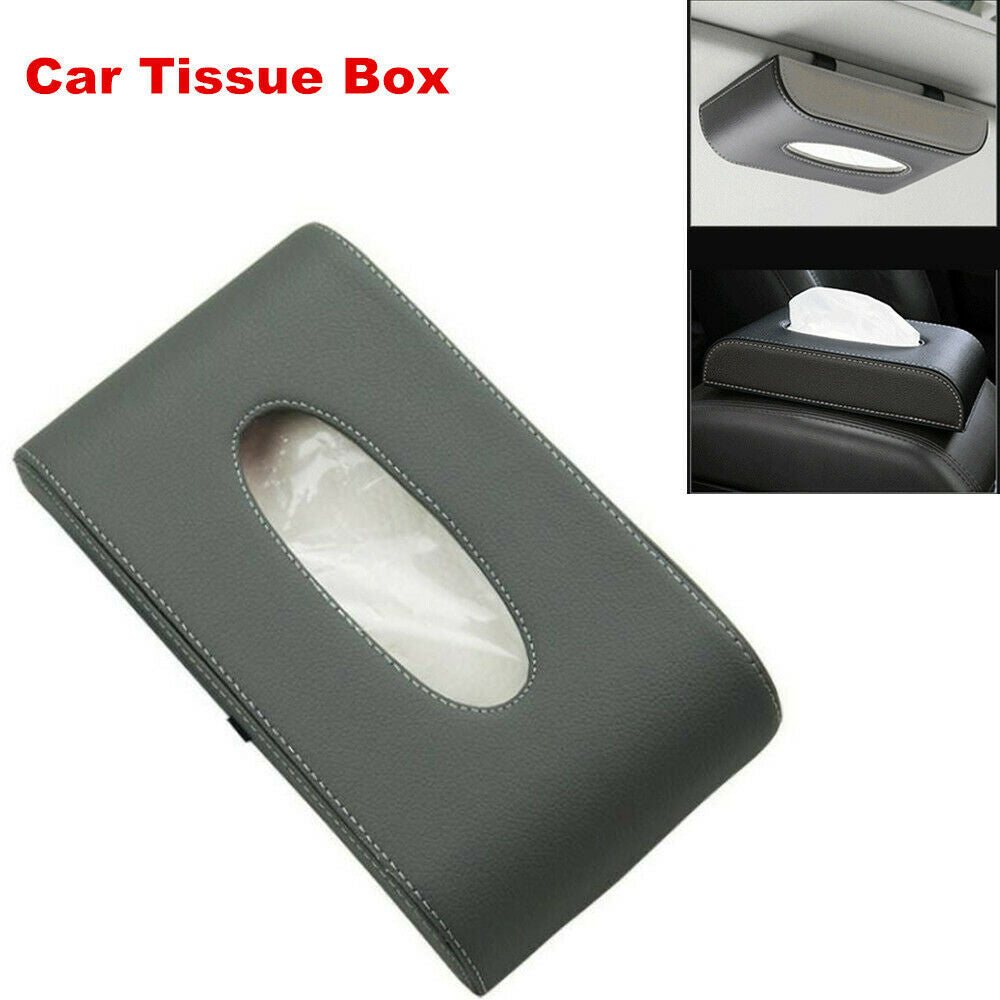 Cars Sun Visor PU Leather Tissue Box with Clip Holders Paper Napkin Accessories