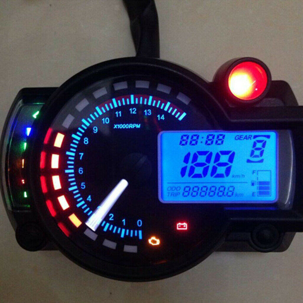 Motorcycle Digital Speedometer Odometer Tachometer Adjustable 14000RPM