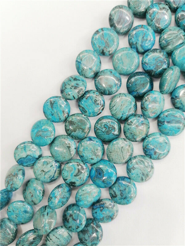 1 Strand 16x5mm Blue Crazy Lace Agate Round Spacer Loose Beads 15.5inch HH8783