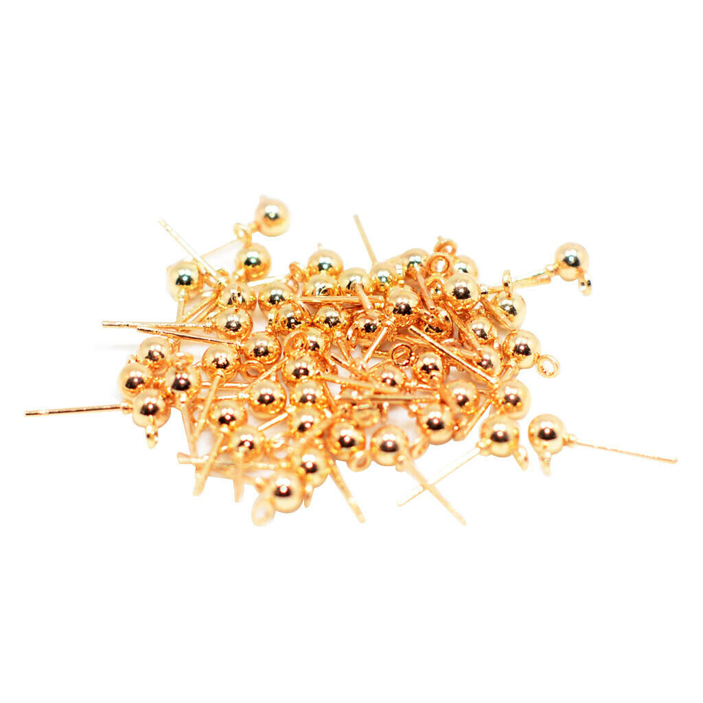 Prettyia 100pcs Copper-plated Ball Loop Earring Ear Post Stud Accessories
