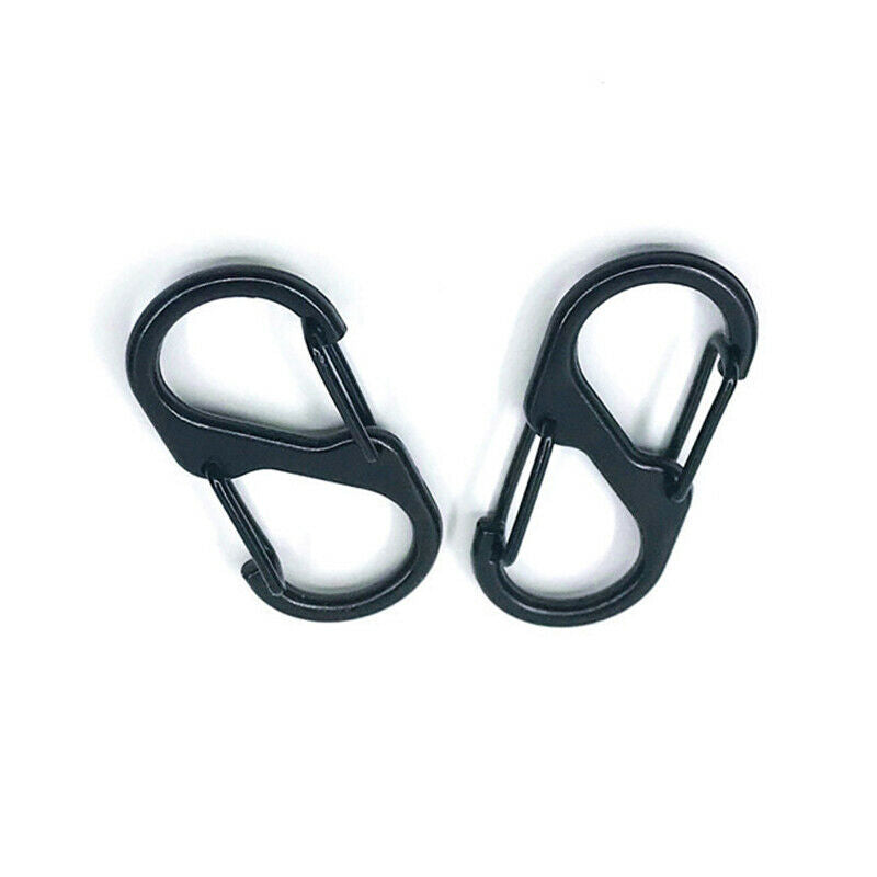 Stainless Steel S Type Carabiner With Lock Mini Keychain Hook Camping Key-L JD