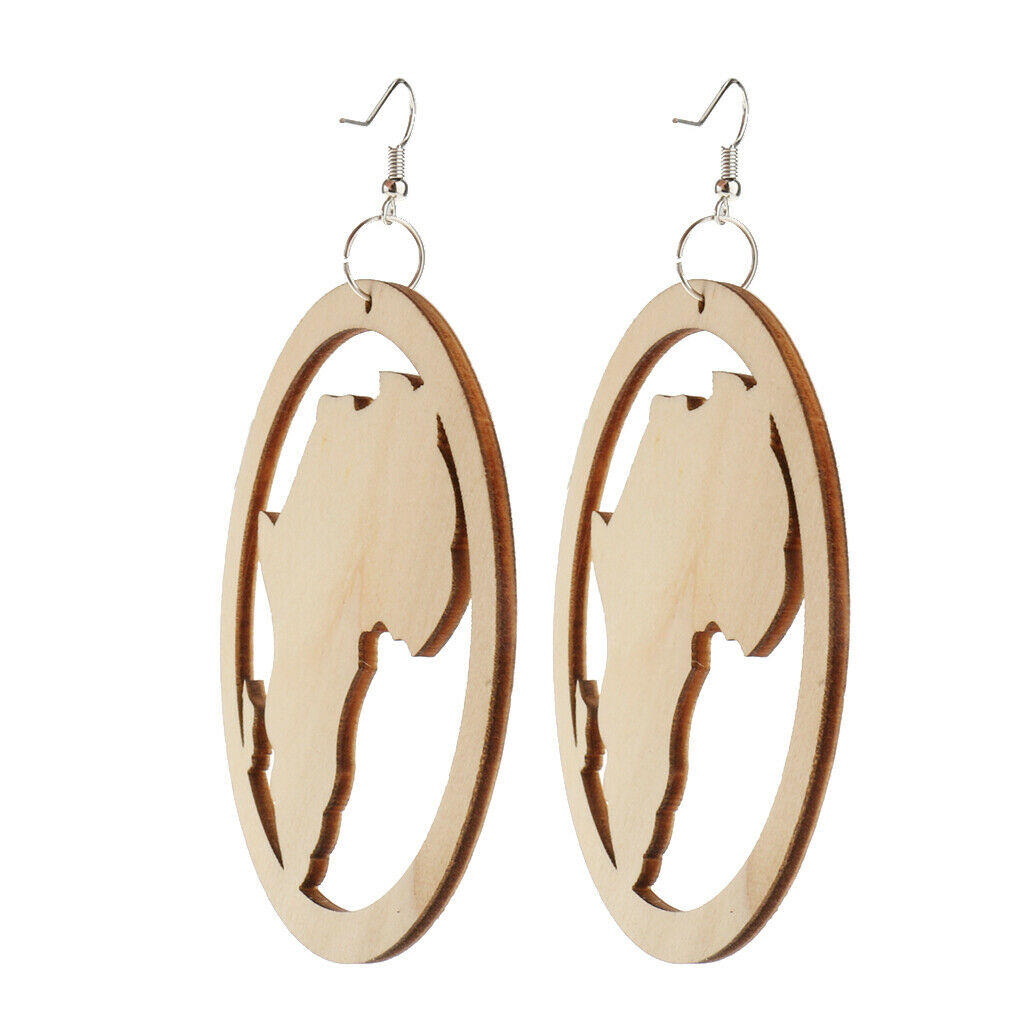 DIY Unfinished Wooden Earrings Africian Map Cutout Drop Hook Earring Jewelry
