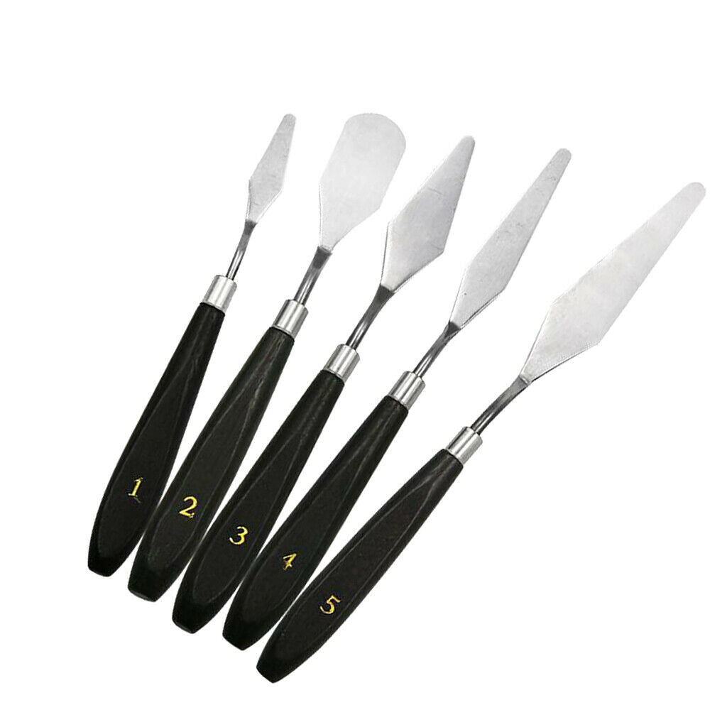 5-piece paint scraper set stainless steel and wooden spatula set for