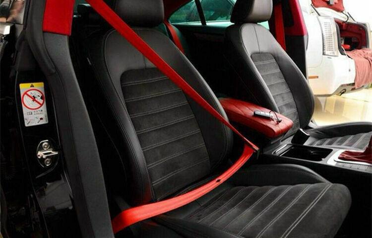 Black Harness Racing Car Seat Lap Belt Front 3Point Safety Seat Belt Retractable