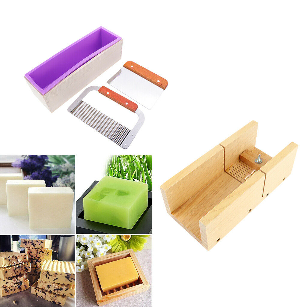 4pcs   Silicone   Soap   Mold   with   Soap   Cake   Cutter   Adjustable