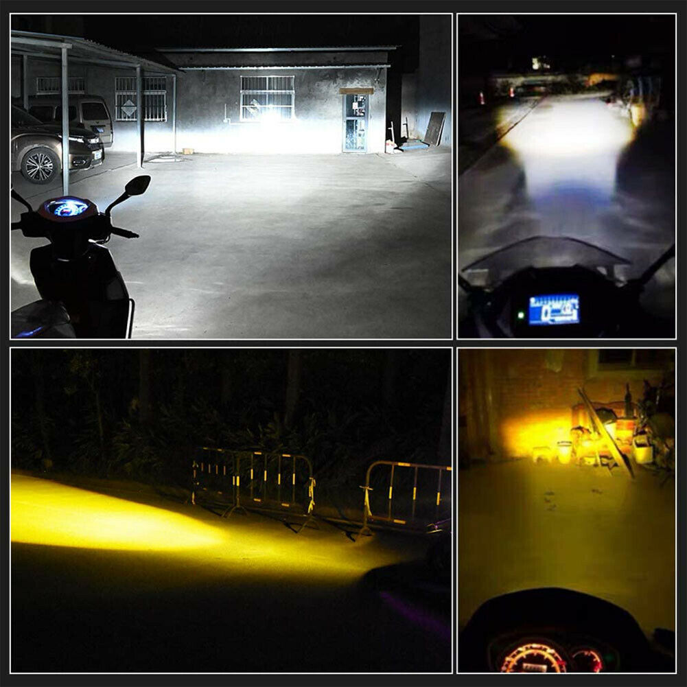 H4 LED Motorcycle Headlight Bulb Projector Lens 3000k Lo Beam 6000k Hi Beam