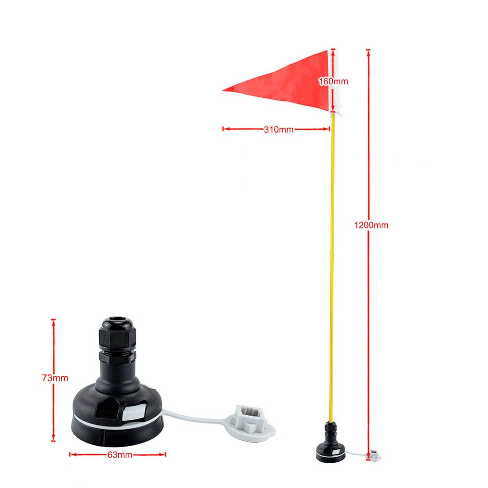 3.94ft Kayak Safety Flag for Boat Canoe Yacht Dinghy Kayaking Accessories