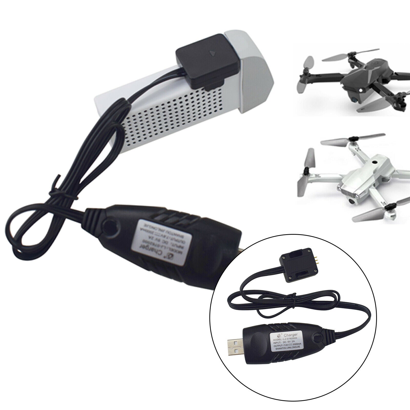7.6V RC Drone USB Charger Li-po Battery Charging Cable for Z6 HS175 D65