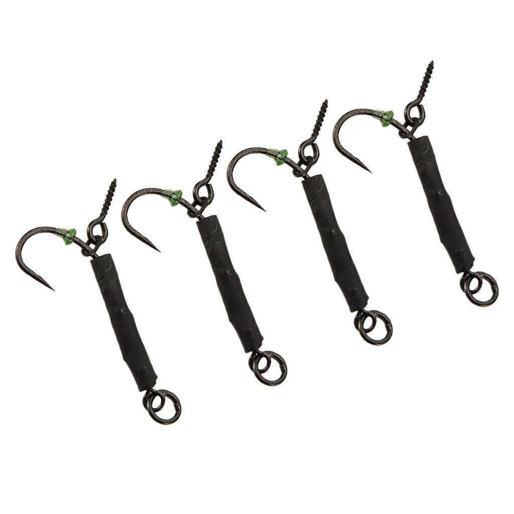 4pcs Fishing Ronnie Rigs Carp Fishing Spinner Rigs Assist Hooks 08 barbless
