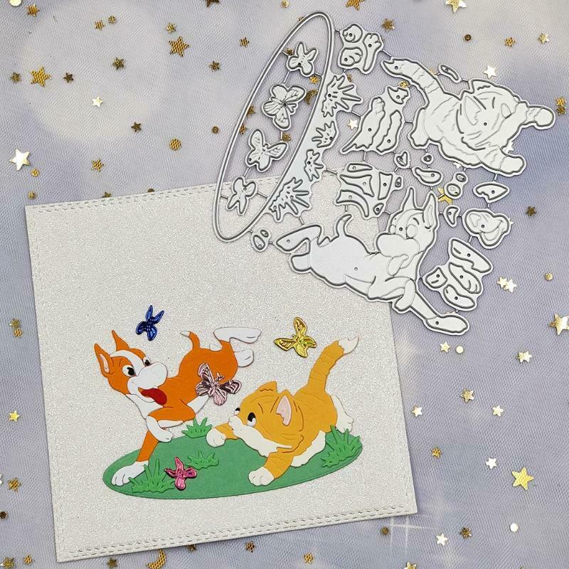 Cat Dog Butterfly Metal Cutting Dies Stencil Scrapbooking DIY Album Stamp Paper