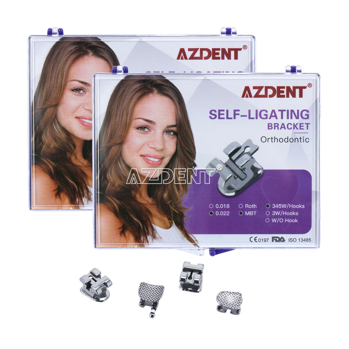 2 Kits Dental Orthodontic Braces Self-ligating Brackets MBT .022 Hooks 3 4 5 AZ