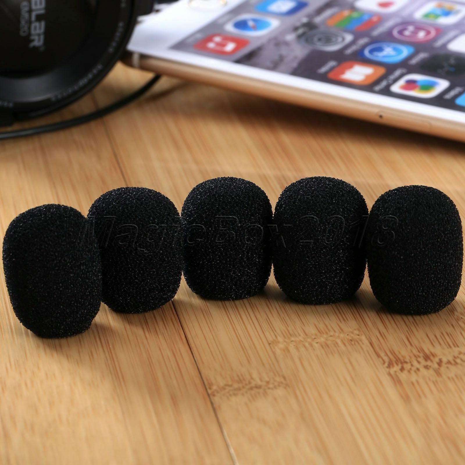 5pcs 25x6mm Black Mini Microphone Headset Windscreen Foam Mic Cover DJ Karaoke