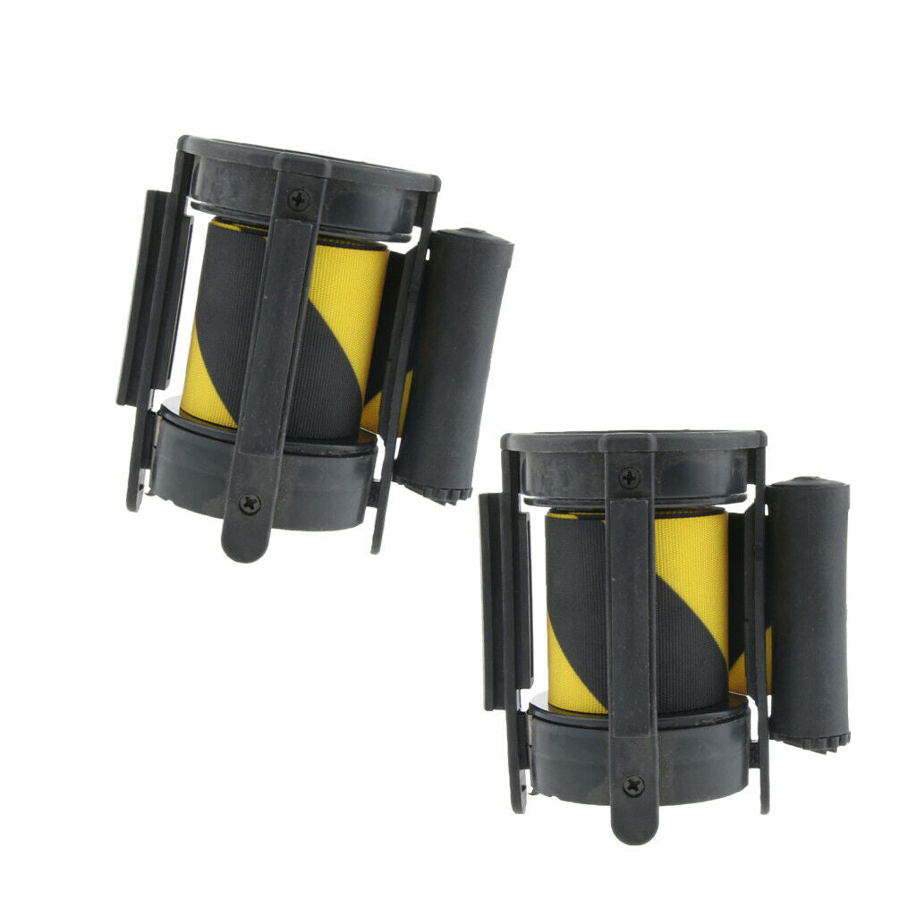 2Pcs Black Yellow Retractable Queue Crowd Barriers Crowd Control Security