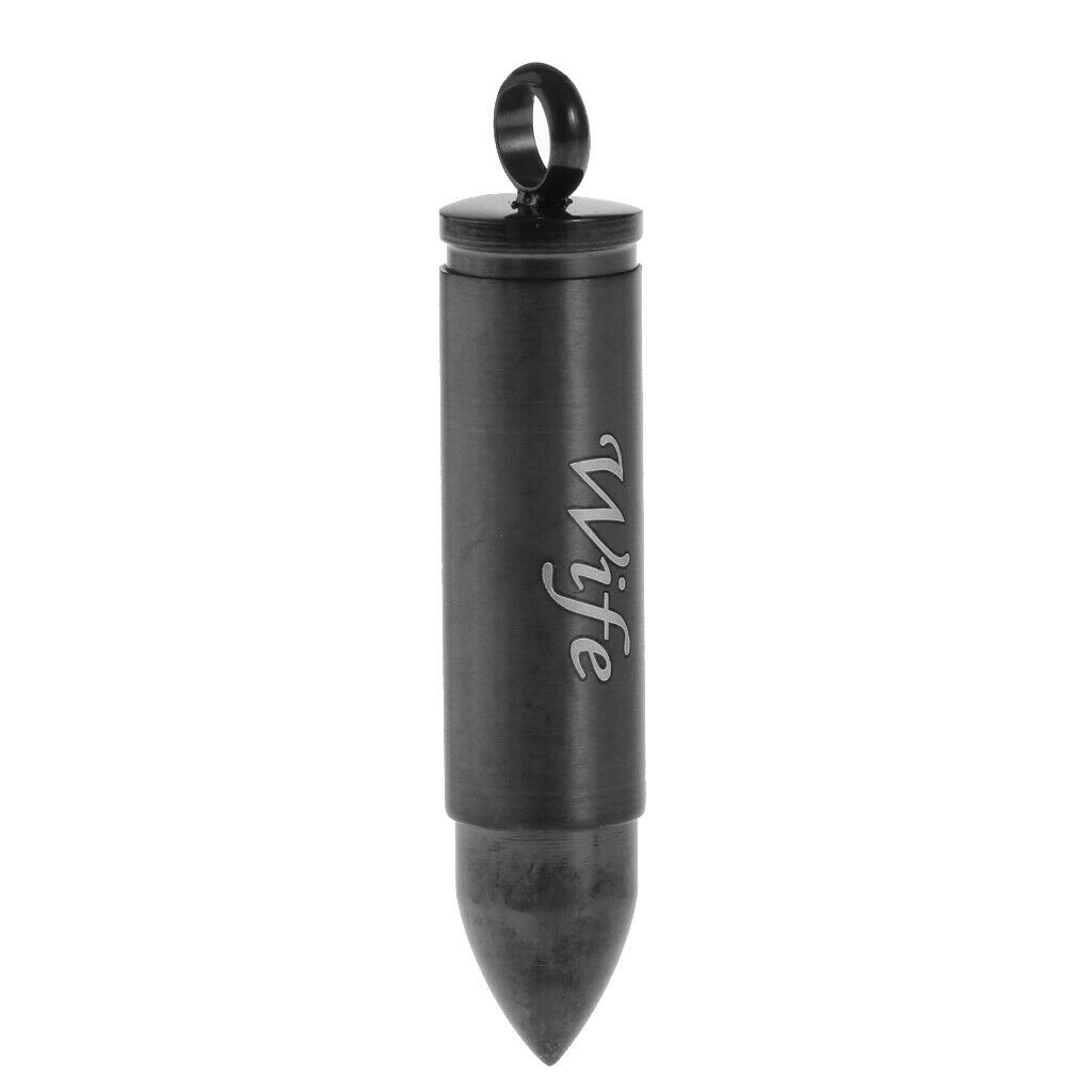 Stainless Steel Bullet Shape Cross Cremation Urn Memorial Pendant wife