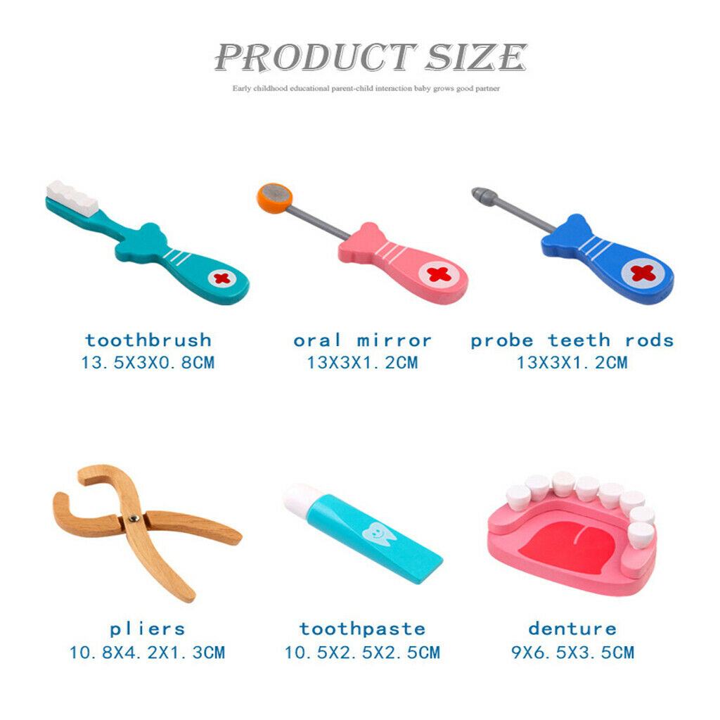 Simulation Doctor Dentist Wooden Dental Tools Kits Playset Educational Toys