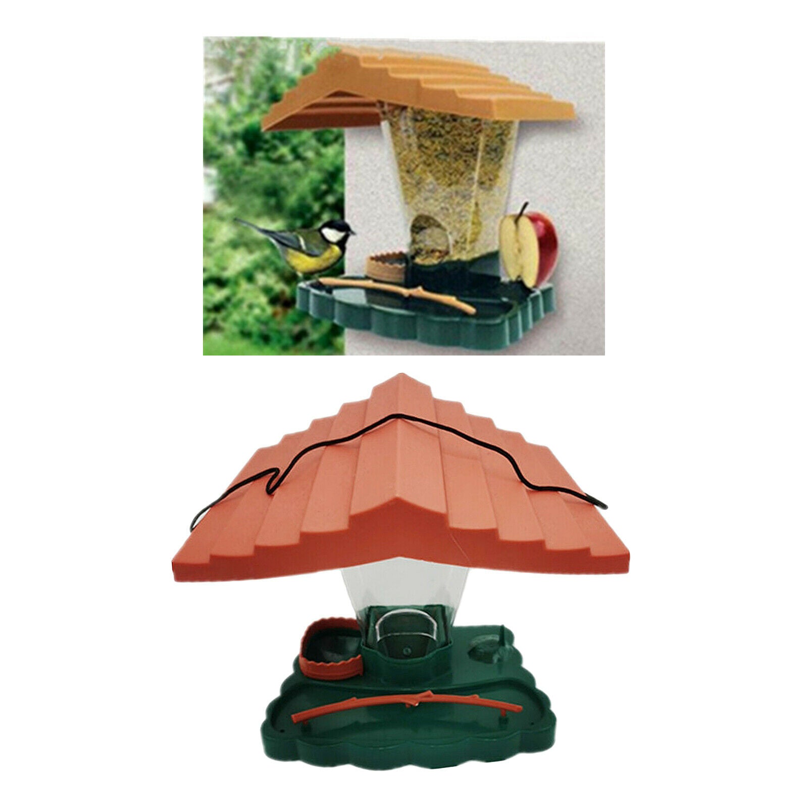 Hanging Bird Feeder for Garden with Roof Rainproof Balcony Decor Ornaments