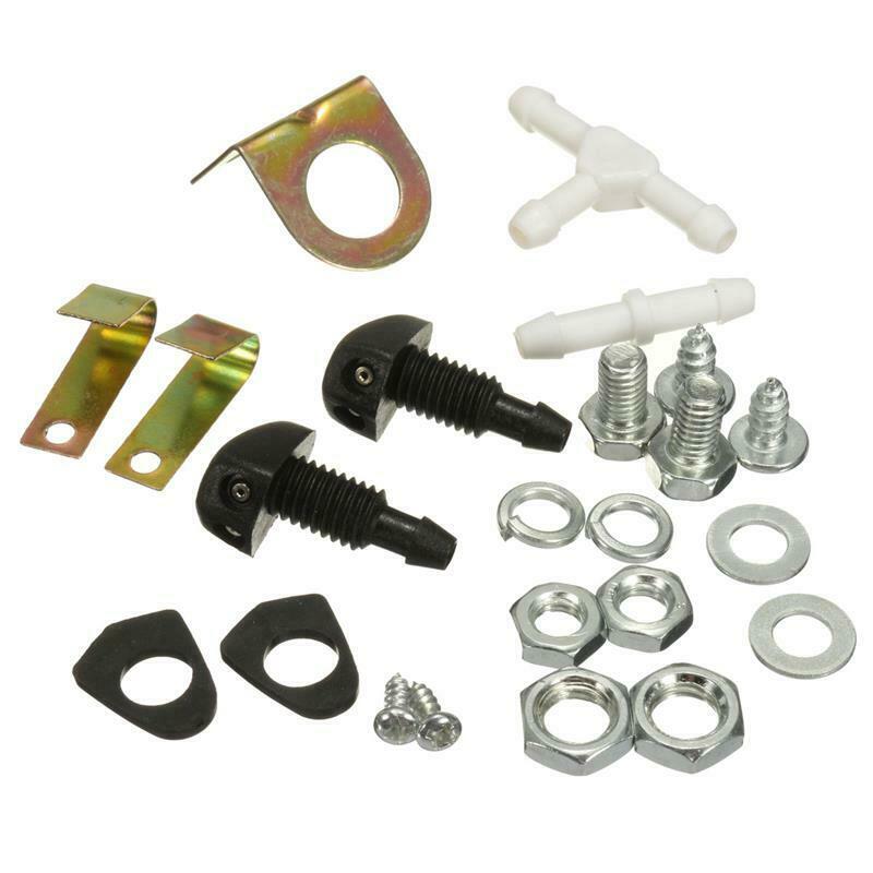 Universal Car Windshield Washer Reservoir Pump Bottle Kit w/ Hose Jets  12V 1.8L