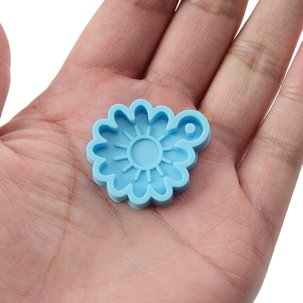 1Pc Sunflower Flower Keychain Mold Crystal Epoxy Jewelry Pendant Casting Crafts