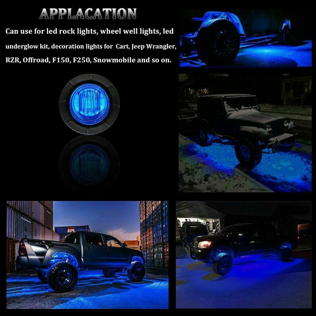 20X 3/4" Round Blue LED Side Marker Clearance Bullet Lights for Truck Trailer
