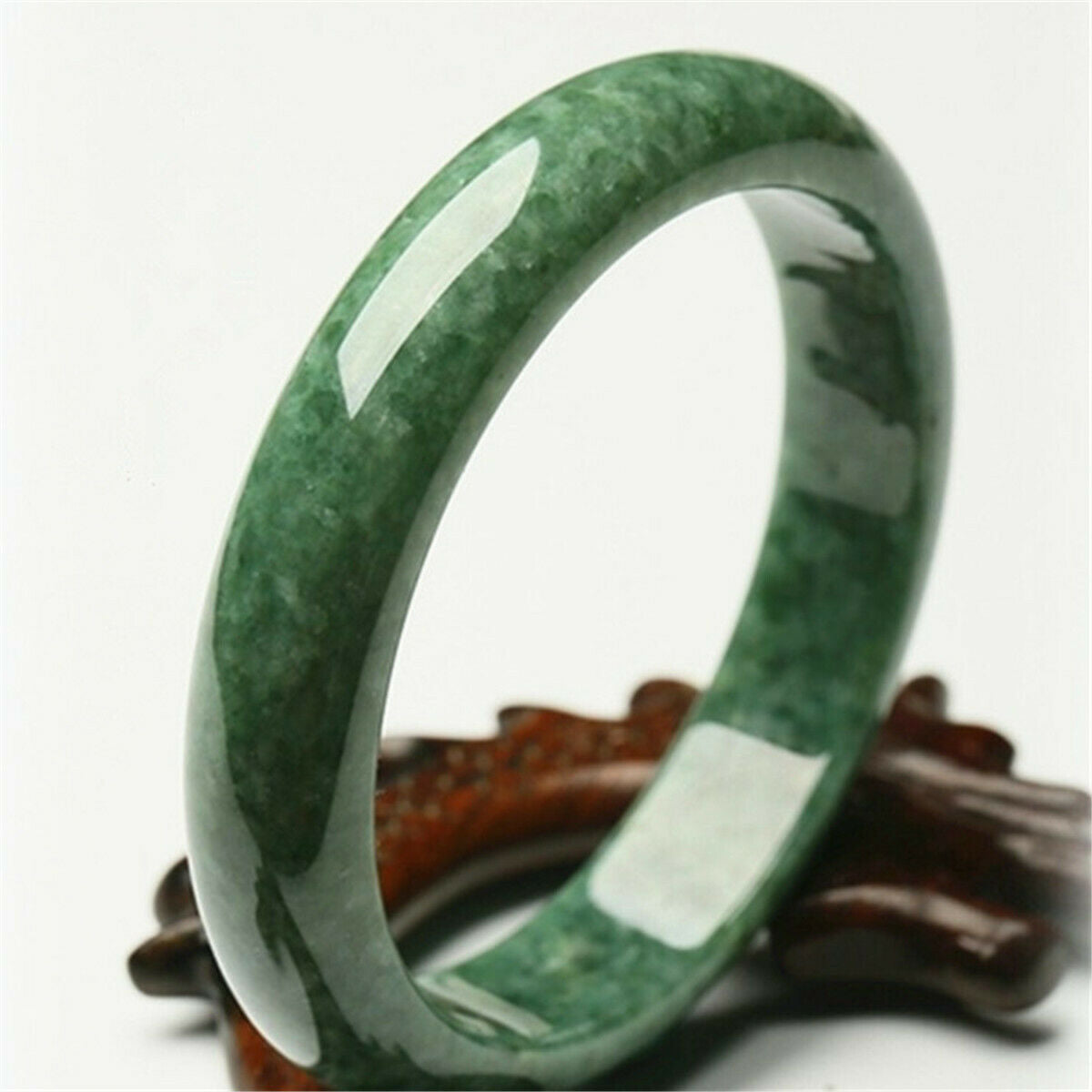 Ladies Chinese Beautiful Natural Green Jade Jadeite Gem Bangle Bracelet 60-62mm