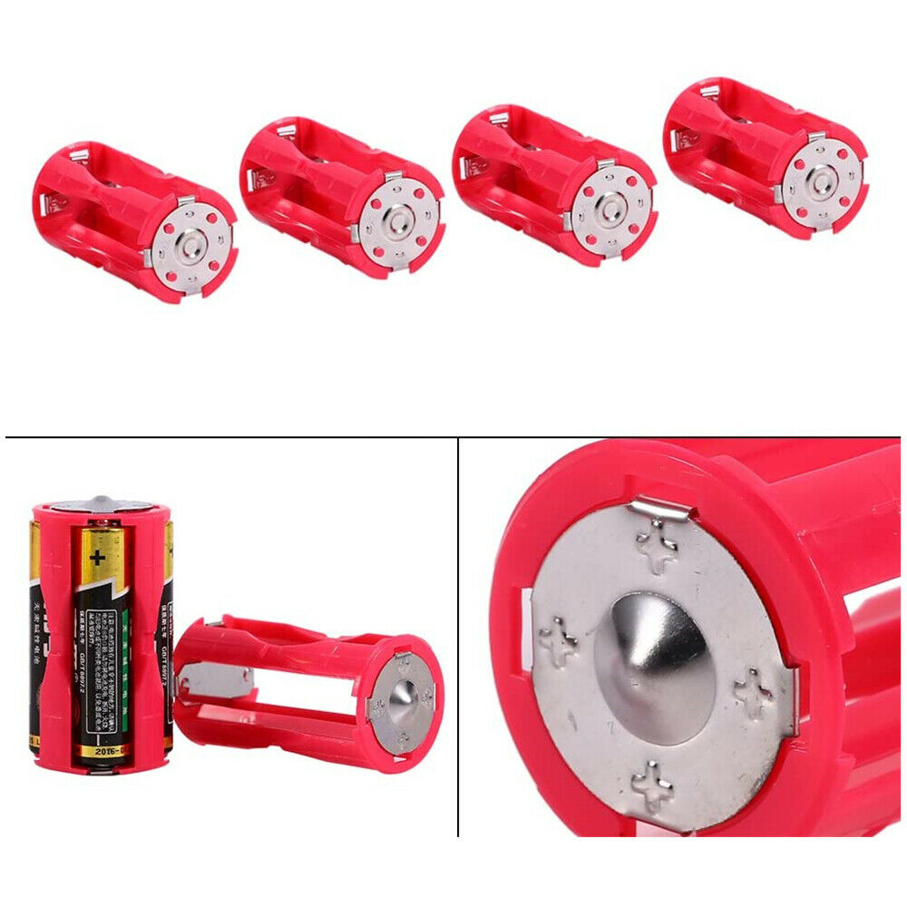 4pcs 4AAA to C Size Parallel Battery Converter Adapter Holder Cases Box Red