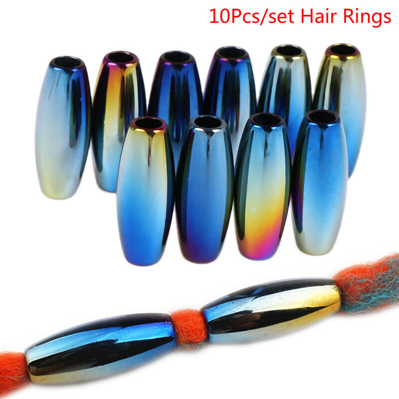 10Pcs/Set DIY Hair Braid Dreadlock Dread Beads Pins Rings Cuff Clips Jewelry  DD