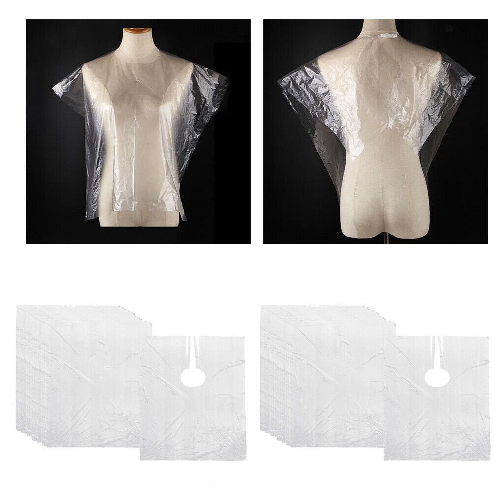 100x Waterproof Disposable Hair Cutting Cape Gown Capes Cloth Apron Gowns