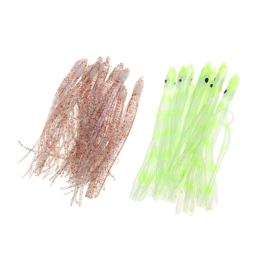 30pcs High Simulation Squid Skirts Lures Saltwater Trolling Fishing Lure